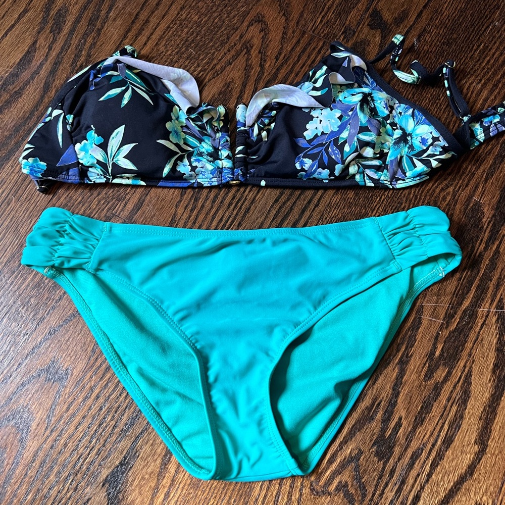 Floral Bikini Top and Teal Bottom